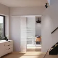Glasschiebetür 880x2035 mm, Streifen Motiv, Komplettset inkl. Schienensystem und Griffmuschel, ohne Softclose