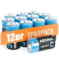 ABSINA 12x Baby C Batterien LR14 1,5V Alkaline - Langlebige Batterien C für Taschenlampe, Spielzeug UVM - Batterie C, LR14 Batterie 1,5V