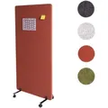 Akustik-Trennwand HWC-G77, Büro-Sichtschutz Raumteiler Pinnwand, doppelwandig rollbar Stoff/Textil ~ 167x80cm braun