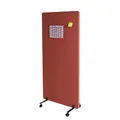 Akustik-Trennwand HWC-G77, Büro-Sichtschutz Raumteiler Pinnwand, doppelwandig rollbar Stoff/Textil - 167x80cm braun
