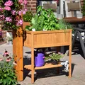 Hochbeet Schmal Pflanzkasten Balkon Kräuterbeet Erhöht Salatbeet Holz Braun