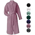 heimtexland Bademantel Reisebademantel Saunamantel Waffelpique Bademantel, Midilänge, 2 Taschen I Bindegürtel, Gürtel, leicht I atmungsaktiv I kleines Packmaß I 100% Baumwolle rosa L