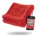 Nuke Guys Gamma Dryer S | Ultra saugstarkes handliches Trockentuch 1400 GSM rot 40x40cm | Fusselfrei, abgerundete sanfte Fasern, kratzerfrei | Premium Mikrofasertuch für Auto Motorrad Fahrrad