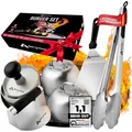 Burger Smasher, Smash Burger Set 6 TLG. aus Edelstahl, Smash Burgerpresse,2 x...