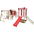 HOME DELUXE - Spielpark inkl. Schaukel und Rutsche WUNDERLAND - 555 x 340 cm | Ausstattung inkl. Schaukel - Rot