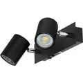 ledscom.de Wandspot WAIKA, zweiflammig, mit Schalter, schwarz matt, inkl. GU10 LED (warmweiß, je 7,6W, 1103lm, 33°)