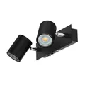ledscom.de Wandspot WAIKA, zweiflammig, mit Schalter, schwarz matt, inkl. GU10 LED (warmweiß, je 7,6W, 1103lm, 33°)