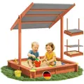 Spielwerk® Sandkasten Verschiedene Größen Sonnendach Uv-schutz 50+ Sandbox Abdeckung Kinder Outdoor Sandkiste Imprägniert Sand Garten Holz Bodenvlies   Sami