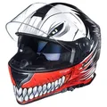 rueger-helmets Motorradhelm RT-824 Integralhelm mit Sonnenvisier 1380 Gramm schwer XS-XL rot L (59-60)