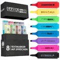 OfficeTree 8 Lustige Textmarker Set in Box - Nette Sprüche - Textmarker mit Sprüchen als Lustige Büroartikel für Studenten, Lehrer, Arbeitskollegen