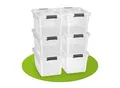 Juskys Aufbewahrungsbox mit Deckel - 6er Set Kunststoff Boxen 45l - Box stapelbar, transparent