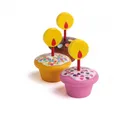 3 Geburtstagsmuffins, Muffins (aus Holz)  für Kinderküche, Kaufladen Erzi 13155