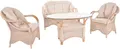 Set/4 Sitzgruppe Henry Rattan Wintergartenset Garnitur (Vintage Weiss, 4-teilig)