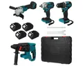 Insma Elektrowerkzeug-Set 4 IN 1 Multi Werkzeugsatz, Bürstenlose, 4-tlg., 125mm Winkelschleifer + Bohrmaschine + Schrauber+ Schlagbohrmaschine, inkl. 4 Akkus Set