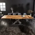 riess-ambiente Ausziehbarer Esstisch MONTREAL 180-280cm Plankeneiche Schwarzstahl Esszimmertisch Tisch Konferenztisch - Braun/Grau/Schwarz