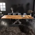 Ausziehbarer Esstisch MONTREAL 180-280cm natur Plankeneiche Holz-Design schwarz