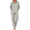 Normann Relaxanzug Damen Coralfleece Hausanzug Homewear mit Sternen als Motiv grau 44/46