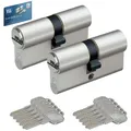 BASI Profilzylinder 2er SET V55, Gleichschließend, diverse Längen, (Spar-Set, 2-St), 2xDoppelzylinder 30/45 mm, 5 Stiftzuhaltungen, 10 Schlüssel, Codekarte Doppelzylinder - 30/45 mm