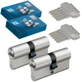 BASI | 2er SET V55 Profil-Doppelzylinder 30/45 mm | Gleichschließend | Zylinderschloss mit 5 Wendeschlüssel | Bohrmuldenschlüssel | Pickingschutz & Anbohrschutz | Türzylinder Schließzylinder