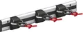 alfer x-star-Set, Schiene mit Gerätehaltern 0.5 m, 500 mm rot gummiert