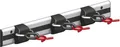 alfer Gerätehalter-Schiene mit 3 Haltern 50 cm silber-schwarz-rot Wandhalter