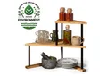 LS-LebenStil Küchenregal Holz Küchenregal Eckregal 39x52cm Metall stehend Aufbewahrungsregal, Küche & Bad - Gewürzregal über Eck - Organizer für Tassen Gewürze 1-tlg., Dekoregal als für Arbeitsplatte - Badregal Ablage Modern Platzsparend