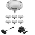 ledscom.de LED Boden-Aufbau-Leuchte Bunda, 4-flammig, für außen, befahrbar, warm-weiß, 7er Set