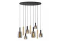 Licht-Erlebnisse Pendelleuchte WYSOR, ohne Leuchtmittel, Metall Rauchglas E27 H: max. 150 cm in Schwarz Rauchgrau Messing