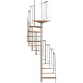 Dolle Spindeltreppe Barcelona bis 291cm Geschosshöhe pulverbeschichteten Metall UK mit Holzstufen Birke Multiplex Mittelgrau Metallic