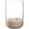 LEONARDO HOME Legno Windlicht, 1 Stück, Moderne Vase aus Glas und Holz, handgemacht, Zeitloses Windlicht, einzigartiges Kunstwerk, Elegantes Design mit langlebiger Freude,Höhe 20,9 cm, beige, 084750