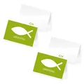 itenga 48 x Tischkarten Platzkarten Namensschild Fisch Kommunion Taufe Konfirmation (grün)