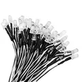 YIXISI 50 Stück 5 mm LED-Dioden Licht, ultrahell, 12 V, 20 cm, vorverdrahtet, kaltweiß