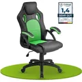 Juskys Racing Schreibtischstuhl Montreal (grün) - Gaming Stuhl ergonomisch, höhenverstellbar & gepolstert, bis 120 kg - Bürostuhl Drehstuhl - Grün/Schwarz