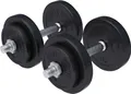 GORILLA SPORTS Kurzhanteln 2er Set Kunststoff 20 kg – Hantelstangen, Gewichte und Sternverschlüsse gerändelt 30/31mm
