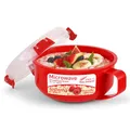 Sistema Microwave Frühstücksschale | 850 ml | Runder mikrowellenfeste Frischhaltedose mit Deckel | 850 ml | BPA-frei | rot