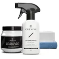 CREVIVE Lederreiniger 250 ml & Leder Reparatur Set Weiß 300 ml - Lederpflege Auto - Lederreparatur Sofa - Autositz Reparatur
