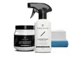 CREVIVE Lederpflegeset (SPARSET 4-teilig, Lederreparatur, sehr ergiebig), 300 ml Lederbalsam + 250 ml Lederreiniger mit Aloe Vera, Lederpflege