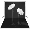 vidaXL Fotostudio-Set mit Schwarzem Hintergrund 600×300 & Leuchten