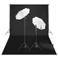 vidaXL Fotostudio Set Schwarz 600x300 cm Hintergrund Leuchte Stativ Schirm