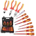 CCLIFE 11 tlg VDE Isolierter Schraubendreher Schraubenzieher Zange Set 1000V mit Spannungsprüfer Schlitz Philips