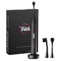 Curaprox Black is white Hydrosonic Zahnbürste - Zahnaufhellung und Zahnfleischpflege/Ultraschonende Reinigung mit Kohlebürstenköpfen/Set mit Ladegerät und Reisetasche/Designed in der Schweiz