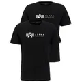 Alpha Industries Rundhalsshirt Label T 2 Pack (Packung, 2-tlg., 2er-Pack) schwarz L (50/52)