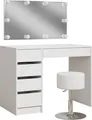 Vicco Schminktisch Thalia, 100 cm mit LED Beleuchtung und Hocker, Weiß Hochglanz
