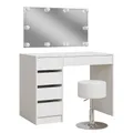 Vicco Schminktisch Thalia, Weiß Hochglanz, 100 cm mit LED Beleuchtung und Hocker