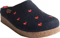 Haflinger Damen Pantoffel Hausschuh Wolle Grizzly Cuoricini 741031, Größe:39 EU, Farbe:Blau