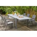 SIENA GARDEN Gomera II/Kingston Garten-Essgruppe, matt graphit/grau/wood look, Alu/Teak/Keramik/Texfabric, Tisch 220/340x108 cm, 6 Stapelsessel