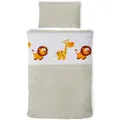 Gräfenstayn® 2-TLG. Kinderbettwäsche Set mit Tiermotiv und integriertem Reißverschluss - aus 100% Baumwolle (Renforce-Qualität) - Deckenbezug 135x100cm und Kissenbezug 60x40cm (Giraffe & Löwe)