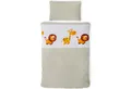 Gräfenstayn Kinderbettwäsche Set mit Tiermotiv und integriertem Reißverschluss - aus 100% Baumwolle, Deckenbezug 135x100cm und Kissenbezug 60x40cm (Giraffe/Löwe)