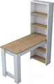 Esstisch Talitha, KÃ1/4chenregal, Esszimmertisch, Festes rechteckiges Regal, 120x54h154 cm, Walnuss und Weiß