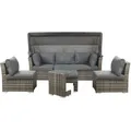 Beliani Lounge, Dunkelbraun, Kunststoff, 6-Sitzer, Loungemöbel, Gartenlounge-Sets